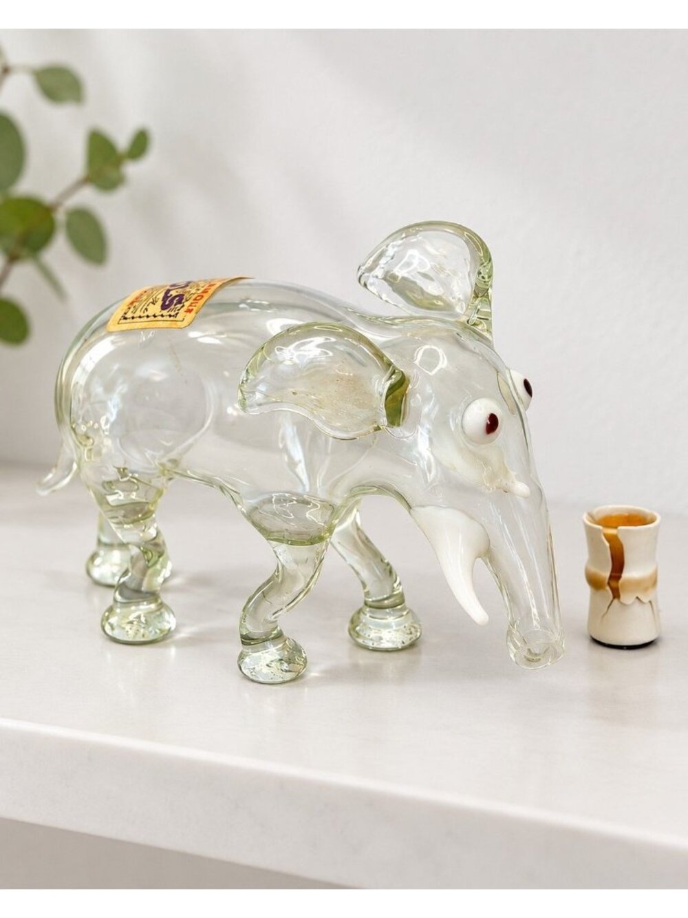 Vintage Bols Parfait Amour Glass Elephant Mini Bottle EMPTY Holland 3.5"